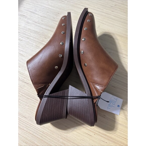 Time And Tru Women’s Block Heel Mule Brown Clogs Size 9 With Studs New With Tags - Picture 8 of 8